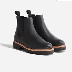 Nisolo Black Leather Chelsea Lug Ankle Boots with Tan Welt